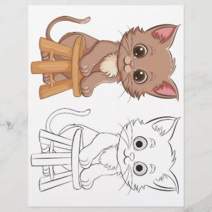 Jolie page de coloriage de chat de dessin animé