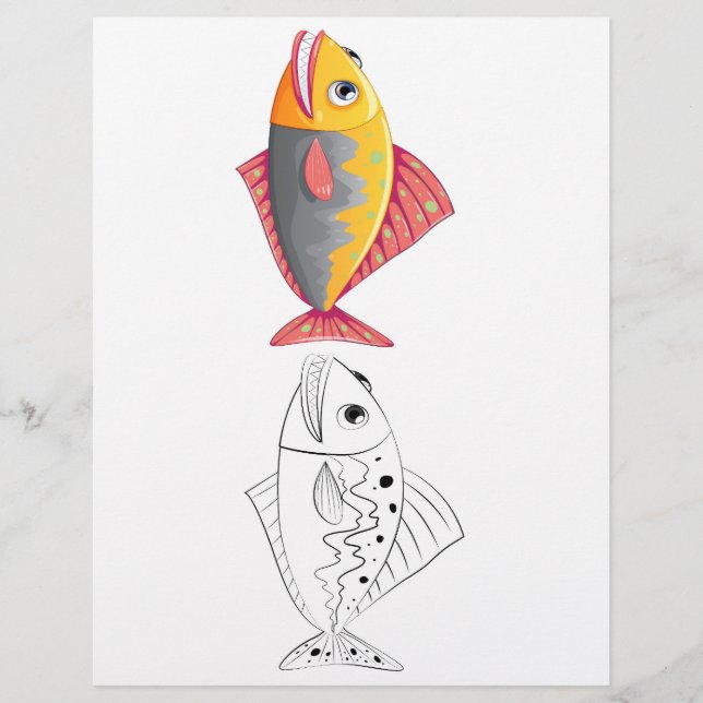 Jolie page de coloriage de poisson (Devant)