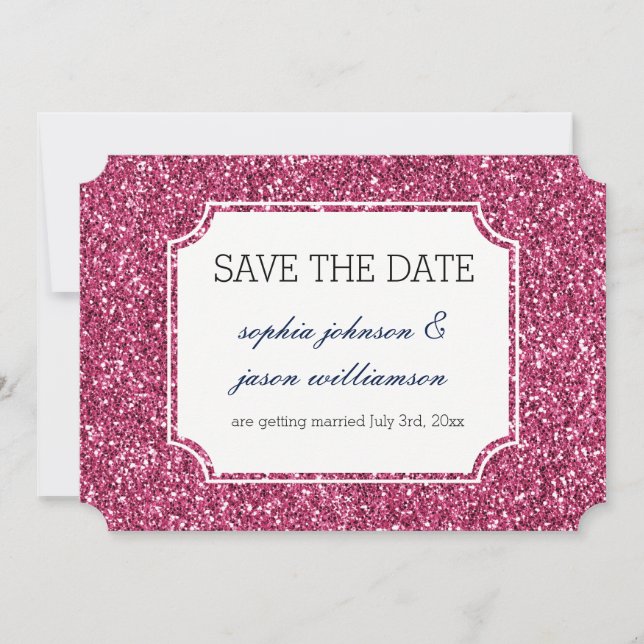 Jolie paillette rose save the date (Devant)