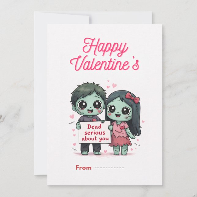 Jolie paire de zombies, carte de la Saint-Valentin (Devant)