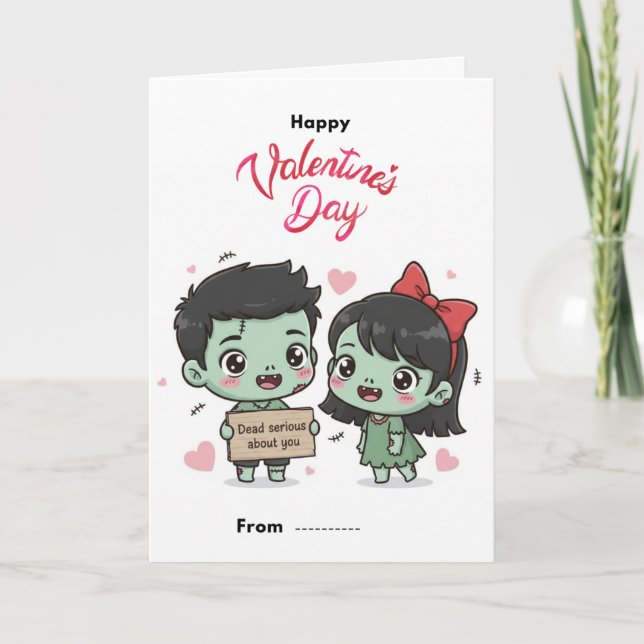 Jolie paire de zombies, carte de la Saint-Valentin (Devant)