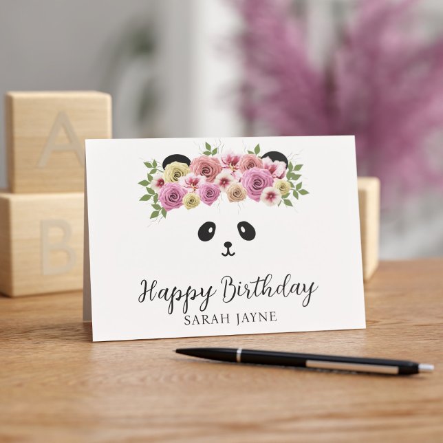 Jolie Panda Girl Personnalisée Bonne carte d'anniv (Pretty Panda Birthday Card just for you)