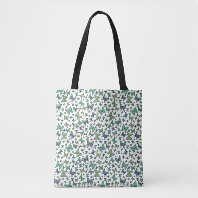 Jolie papillons Sac fourre-tout vert (Devant)