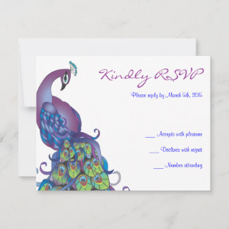 JOLIE PEACOCK Thème Mariage RSVP Carte de réponse