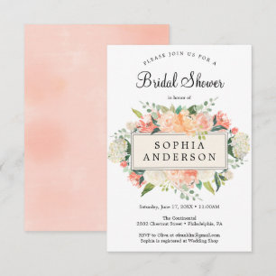 Jolie Pêcher Floral Bridal Carte d'invitation à la