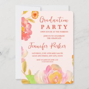 Jolie Pêcher Floral Graduation Party Invitation