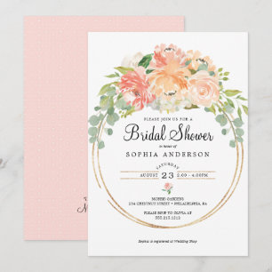 Jolie Pêcher Floral nuptiale Invitation douche
