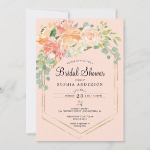 Jolie Pêcher Floral nuptiale Invitation douche