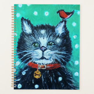 Jolie peinture à l'huile de chat avec carte de vœu