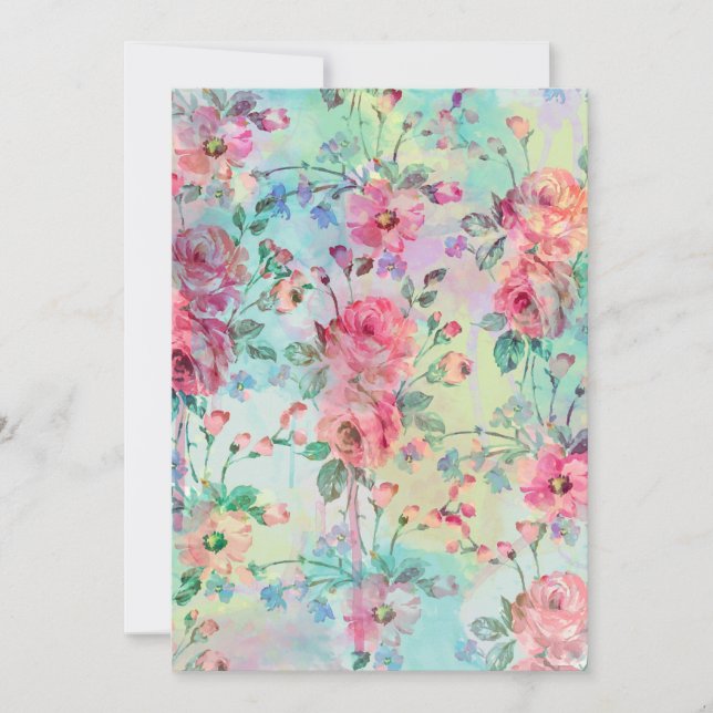 Jolie peinture rose à fleurs aquarelles (Devant)