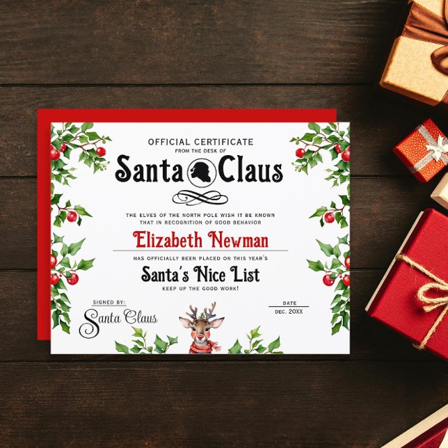 Jolie Père Noël Naughty Nice LI Certificat Officie (Créateur téléchargé)