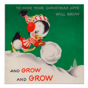 Jolie petite affiche de Noël de caneton pour la nu