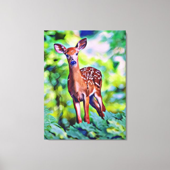 Jolie petite biche impression sur toile de peintur (Recto)