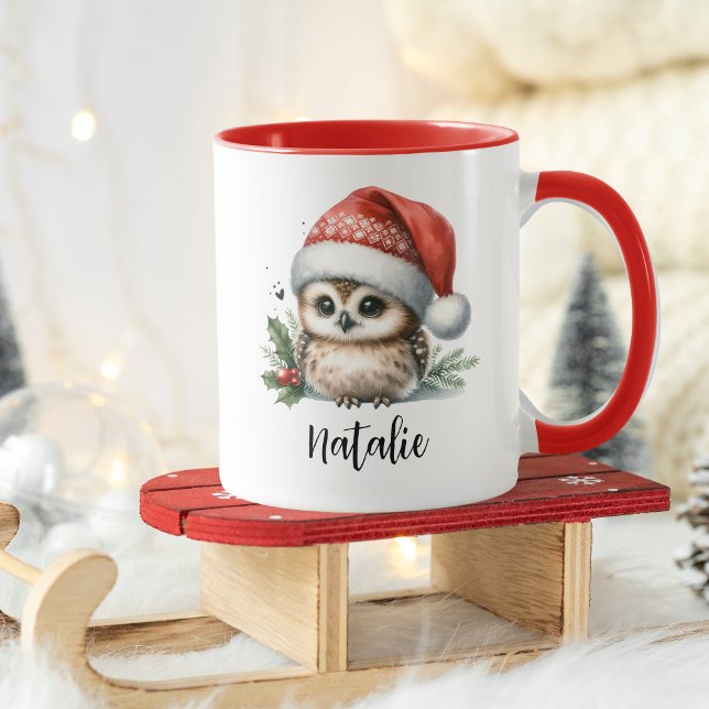Jolie Petite Chouette de Noël Nom Mug (Cute Little Christmas Owl Name Mug)