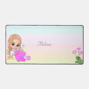 Jolie petite fille et fleurs sur couleurs pastel