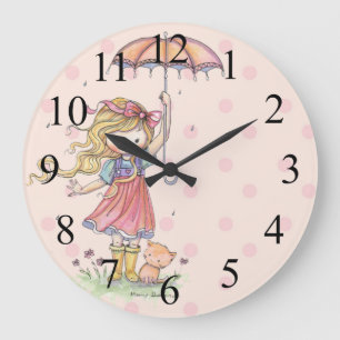 Jolie Petite Fille et Ktty Rose Horloge à Points