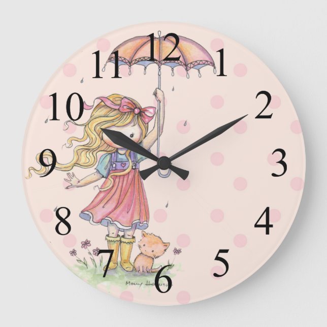 Jolie Petite Fille et Ktty Rose Horloge à Points (Recto)