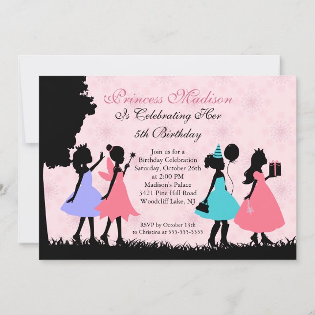 Jolie Petite Princesse Invitation à la fête d'anni (Devant)