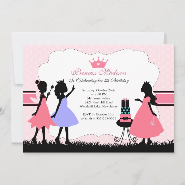 Jolie Petite Princesse Invitation à la fête d'anni (Devant)