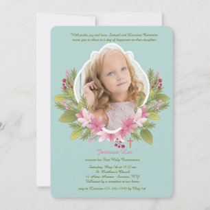 Jolie photo cadre floral Invitation