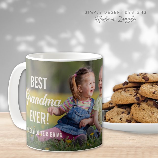 Jolie photo complète Meilleur grand-mère café Mug (Cute Best Grandma Ever Photo Mug Gift for Grandmother on Mother's Day Birthday or Grandparents Day)