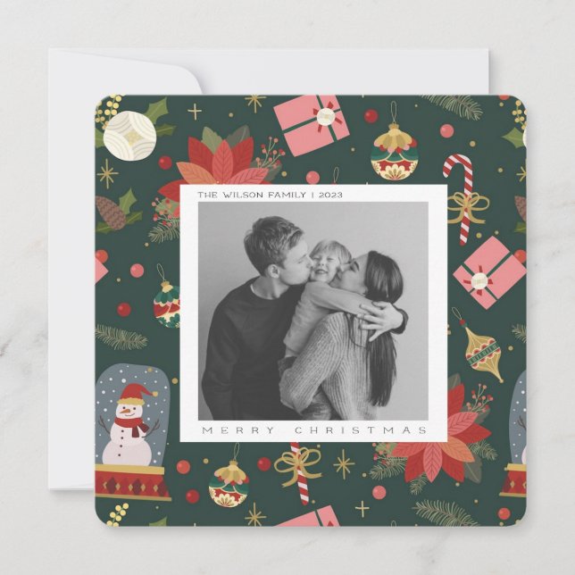 Jolie photo de famille de Noël carte de vœux pour  (Devant)