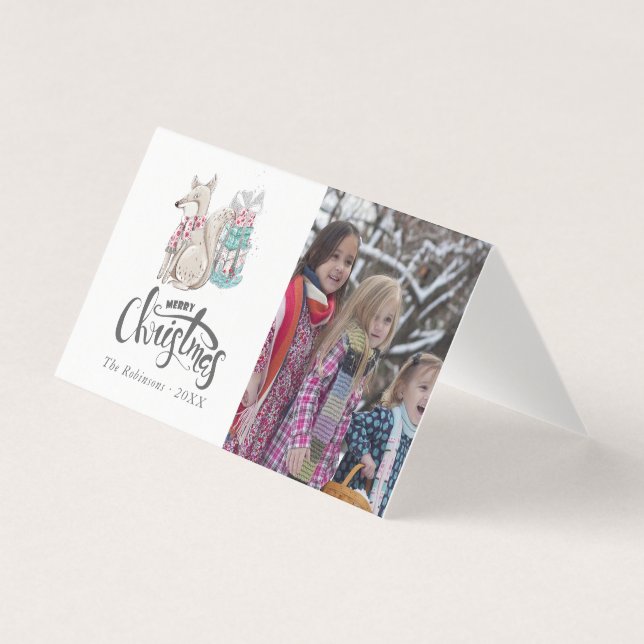 Jolie photo de renard d'hiver à l'aquarelle pour N (Front)