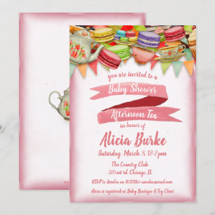 Jolie Pink Baby shower Tea Party Invitation