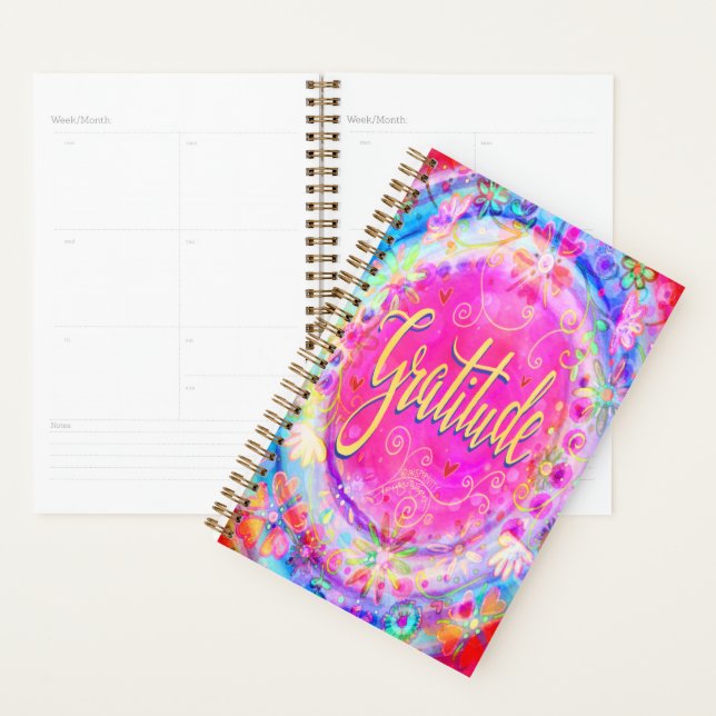 Jolie Pink Trendy Gratitude Floral Inspirational (Devant avec enveloppe)