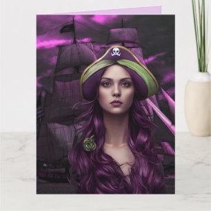 JOLIE PIRATE FILLE ANNIVERSAIRE Carte de voeux