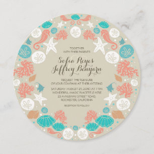 Jolie plage couronnes invitations mariage