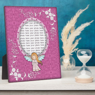 Jolie plaque photo personnalisée ange rose pour fi