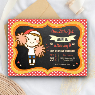 Jolie Pom-pom girl Fille Anniversaire Invitation