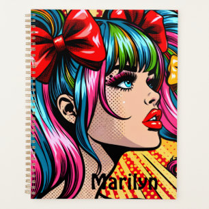 Jolie Pop Art Comic Girl colorée personnalisée