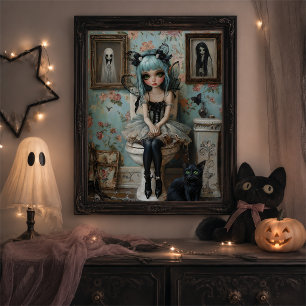 Jolie poupée fée gothique Halloween décoration mur