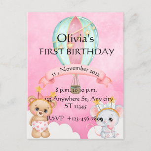 Jolie première invitation d'anniversaire