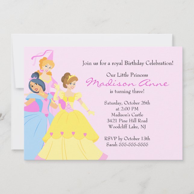Jolie Princess Girls Birthday Party Invitation (Devant)