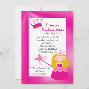 Jolie Princesse Anniversaire Fête Invitation