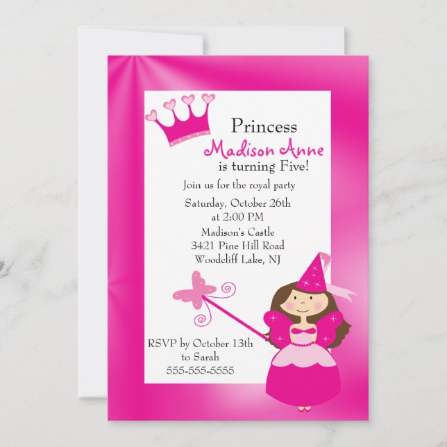 Jolie Princesse Anniversaire Fête Invitation (Devant)