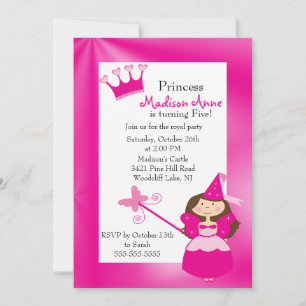 Jolie Princesse Anniversaire Fête Invitation