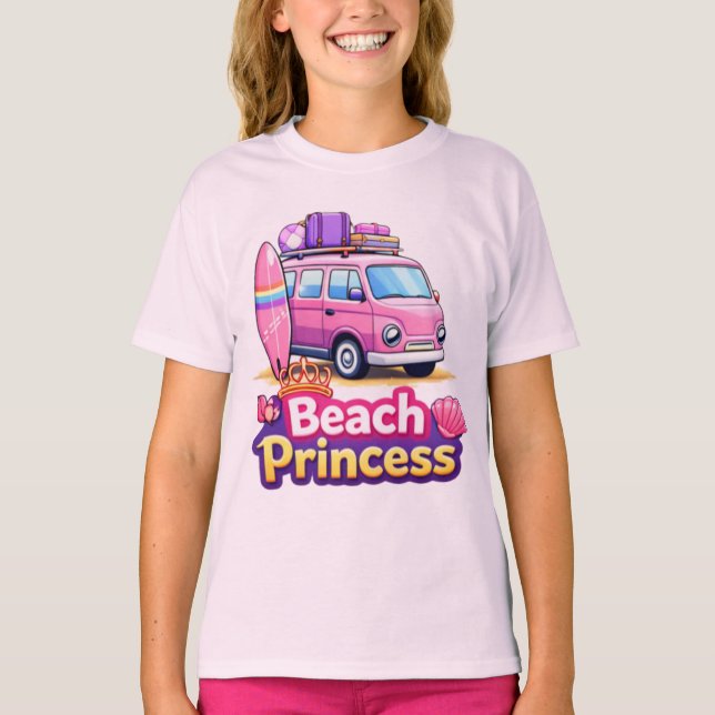 Jolie Princesse de Plage Rose Van Surf - T-shirt d (Devant)