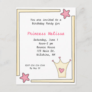 Jolie princesse rose Invitation d'anniversaire