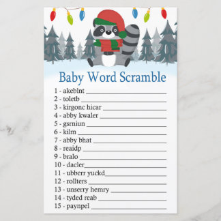 Jolie Raccoon Noël Baby mot scrambule jeu