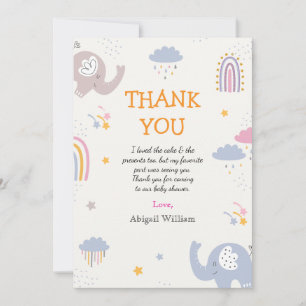 Jolie Rainbow Girls Baby shower Merci cartes