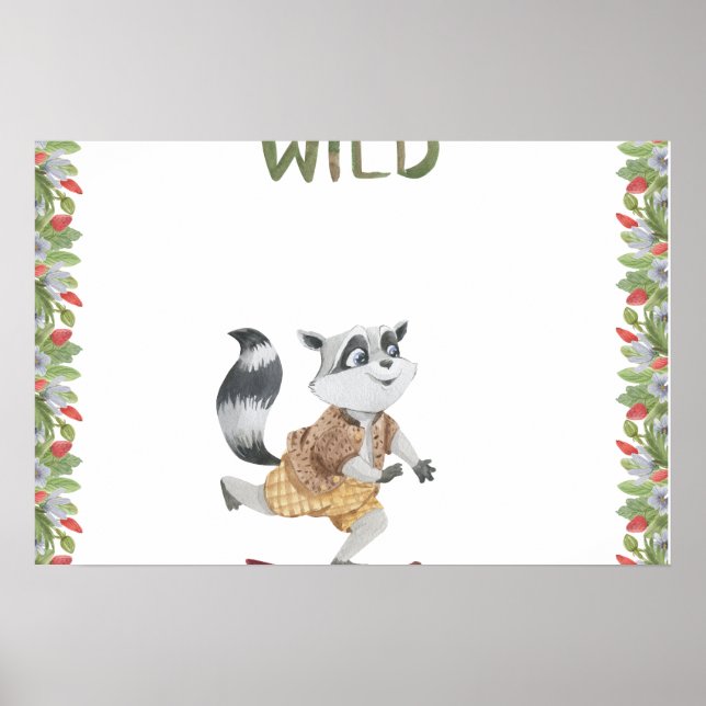 Jolie Raton Laveur Sur Un Skateboard Affiche Texte (Devant)