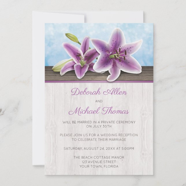 Jolie Réception Lily Violet Seulement Invitations (Devant)