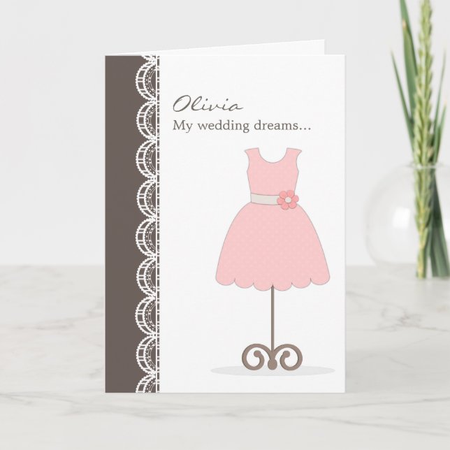 Jolie Robe Rose Serez-Vous Ma Fille Fleur ? Carte (Devant)