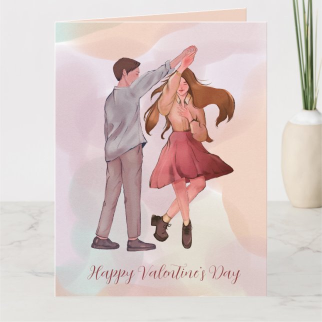 Jolie Romance Dancing Couple Valentine Carte de la (Devant)