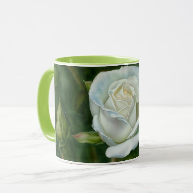 Jolie Rose blanche Flower Garden Art Mug Cup (Devant gauche)