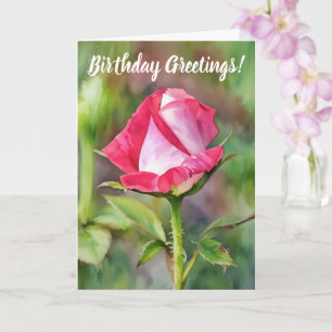 Jolie Rose Bud Flower Art Carte Anniversaire